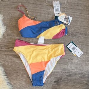 Roxy Multicolor Bikini Set - Pink, Orange, Yellow, Blue retro vintage style